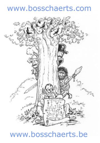 Bosschaerts genealogiscal tree; featuring the four main genealogist Bosschaert(s) : Tom, Anthony, Rogier and Rudi - Design Jan Bosschaert