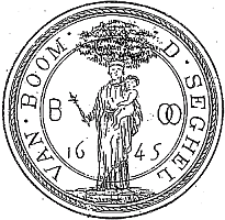 Eerste schepenzegel van Boom - toegekend in 1645, met het godvruchtig aandenken van het wonderdadige beeld van O.L.Vrouw van Boom