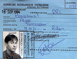 Arjan Bosschaart's spelerkaart van 1994 bij DRL (Rotterdam)